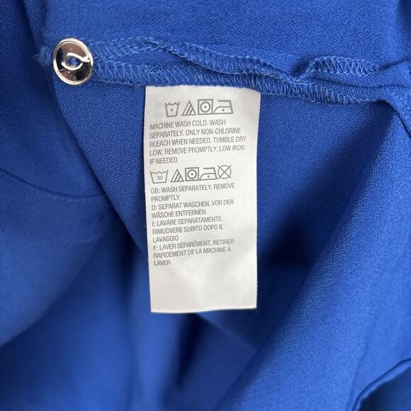 Susan Graver Button Down Blouse Women's 18W Blue Silver Buttons Stretch Roll Tab - Picture 8 of 13